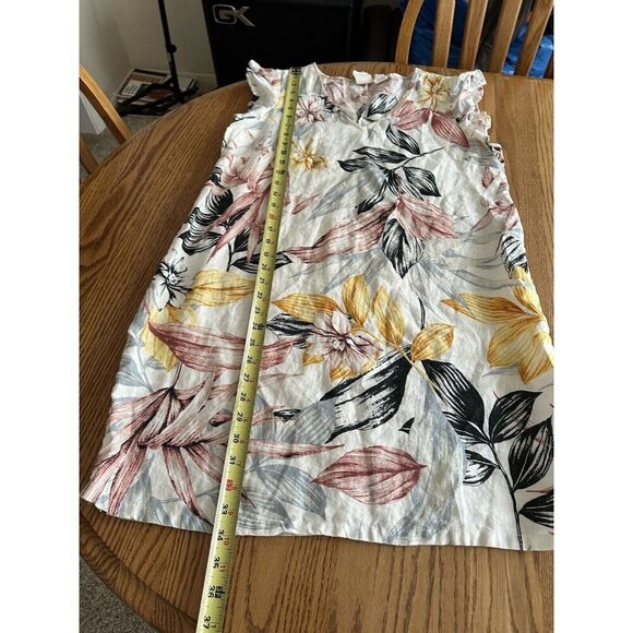 C&C California 100% Linen Tropical  Floral Print Dress Size L - Picture 6 of 9